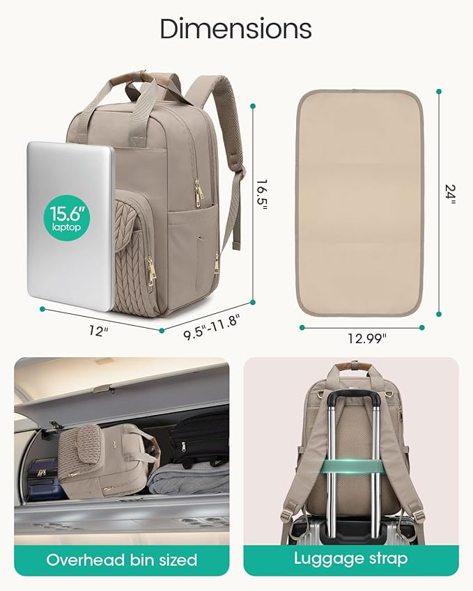 Extra Large Diaper Bag Backpack for Two Kids Twins - Expandable (26-36L) Baby Bag for Mom Girls Boys, Dual Big Compartments - Includes Changing Pad & Stroller Straps, Khaki, Quilted
