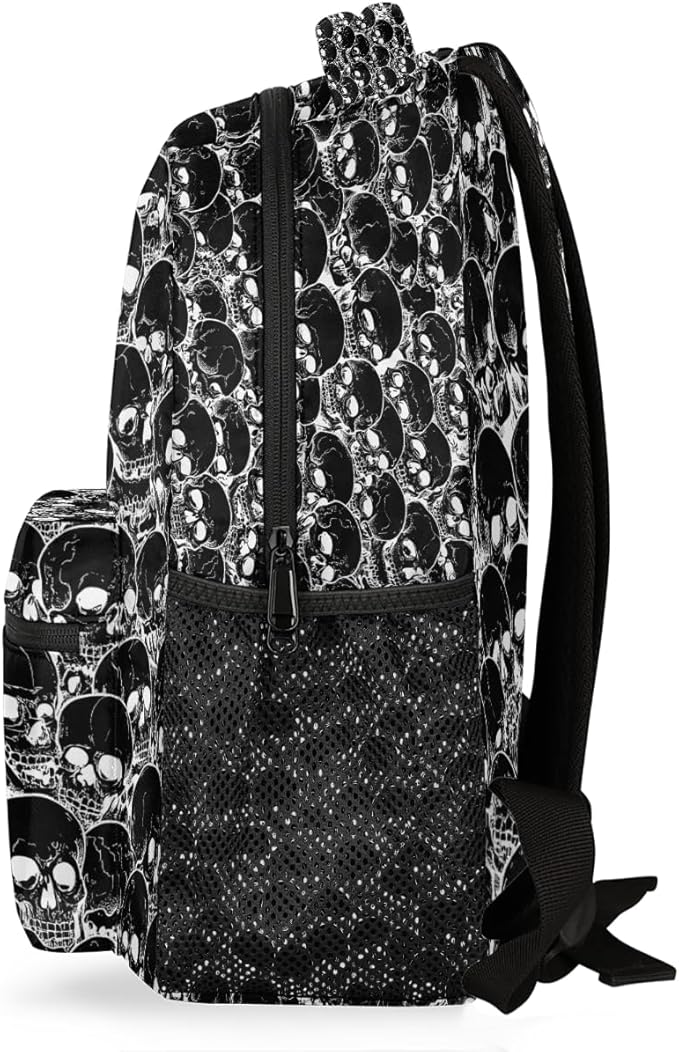 Pardick Skeleton Skull Goth Backpack for Kids Girls Boys Lightweight School College Students 18in Bookbag Large Capacity Computer Backpacks Laptop Rucksack Travel Gym Hiking Camping Daypack