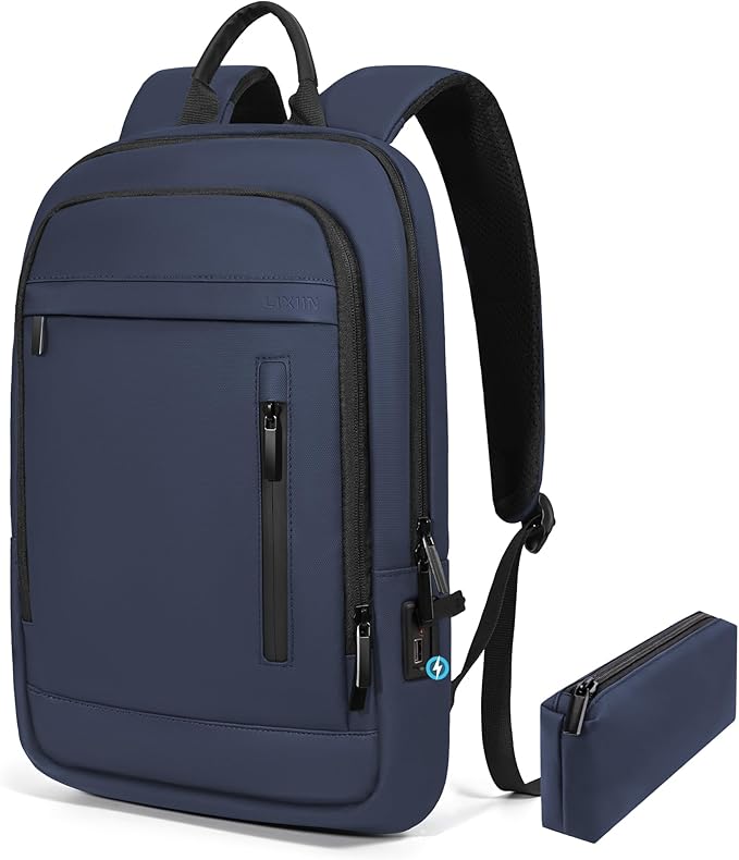 Business Backpack for Men Lightweight Commute Laptop Backpack Anti-Theft Water Resistant Backpack for 17.3 Inch Computer for Daily Office Work with Small Bag (Blue, 17.3")