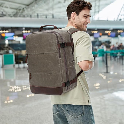 BOVIP Travel Backpack for Men, Carry On Backpack, Flight Approved Personal Item, 18.4 inch Laptop Backpack, Light Green