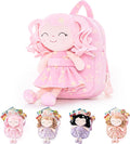 Gloveleya Toddler Backpack Baby Girl Gifts Curly Hair Plush Figures Dress Backpack Kids Backpack Curly Hair Spring Girl - Pink Head Pink Star 9inches