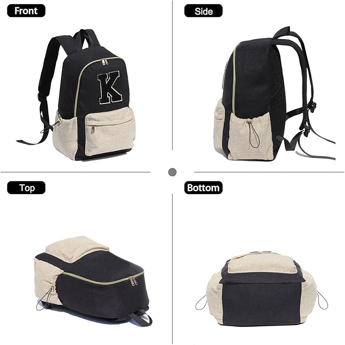 ESVAN Personalized Gifts Backpack Canvas Linen Nylon 17 inch Laptop Bag for Women Casual College