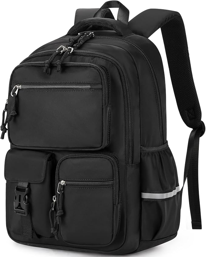 mibasies School Backpack for Teen Girls: 17.9 IN Backpack for Women with Laptop Compartment for Middle High Elementary School College Travel- Kids Bookbag Black