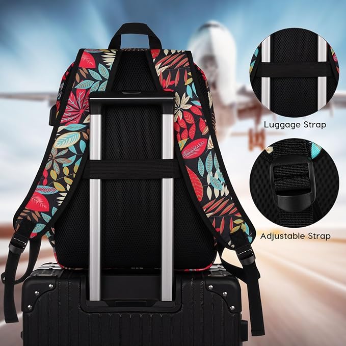 YAMTION Laptop Backpack Women,School Backpack Printing with USB Port for College Work Business Travel