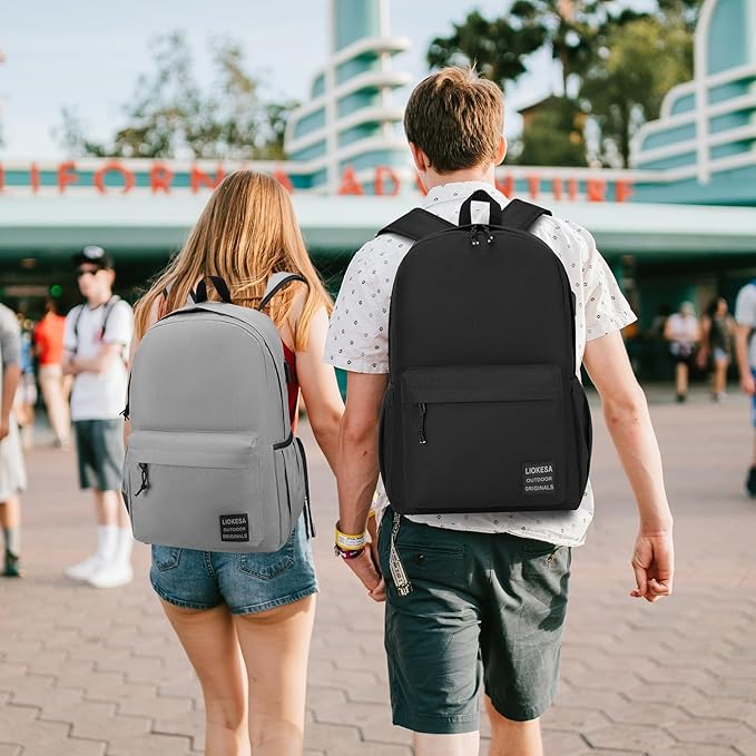 Large Casual Laptop Backpack,School Backpack Large Bookbag with USB for High School College Students Office Business Fits 17.3 Inch Notebook, Black