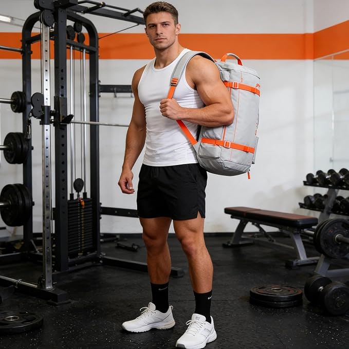 BE SMART 2 in 1 Convertible Gym Duffel Bags with Shoes Compartment - 40L Waterproof Extra Large Workout Backpack for Gym Men, Heavy Duty Sports Duffle Backpacks for Travel, Hiking, Camping, Carry On