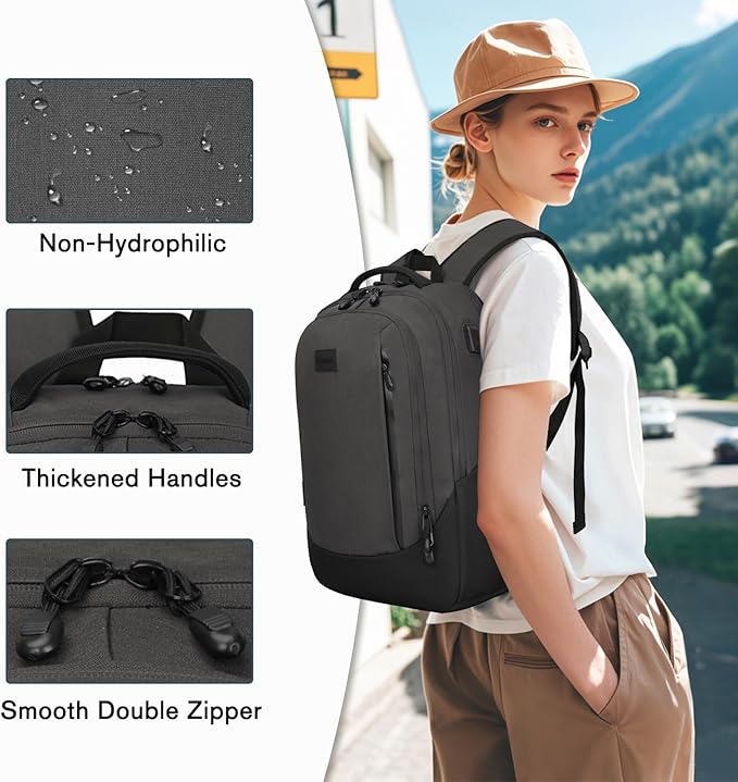 Goloni Multi-functional Travel Backpack, Large Capacity for Men Women Waterproof Business Work Bag, College Laptop Backpack with USB Charging Port, Suitable for 17-inch Computers