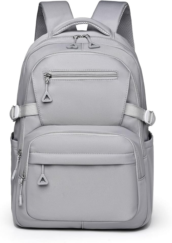 Preppy Aesthetic Large Laptop Backpack Y2K Vintage College Daypack for Travel Work Lightweight Waterproof Commute Bag (Gray)
