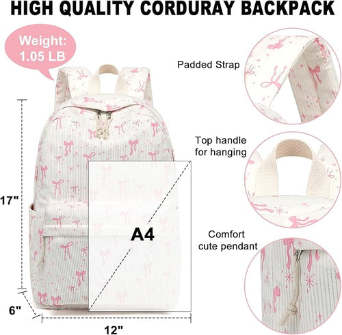 BTOOP School Backpack for Teens Large Corduroy Bookbag Lightweight 15.6 inch Laptop Bag for Girls Women Casual High School College