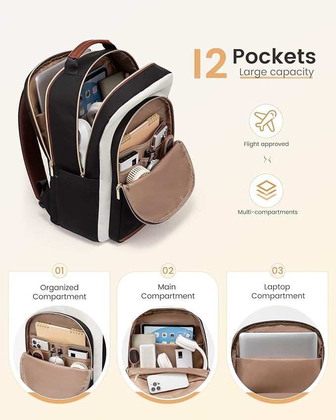 LOVEVOOK Laptop Backpack for Women, 15.6 Inch Work Business Backpack Purse for Teacher, Waterproof Nurse Bag College Bookbag for School, Casual Personal Item Travel Bag College Daypack