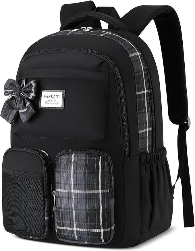 Laptop Backpack for Women College Students, Kids School Backpack Bookbag for Highschool Teen Girls Mochilas para Mujer, Black
