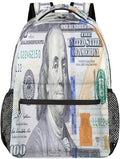 Pardick Dollars Money Backpack for Kids Girls Boys Lightweight School College Students 18in Bookbag Large Capacity Computer Backpacks Laptop Rucksack Travel Gym Hiking Camping Daypack