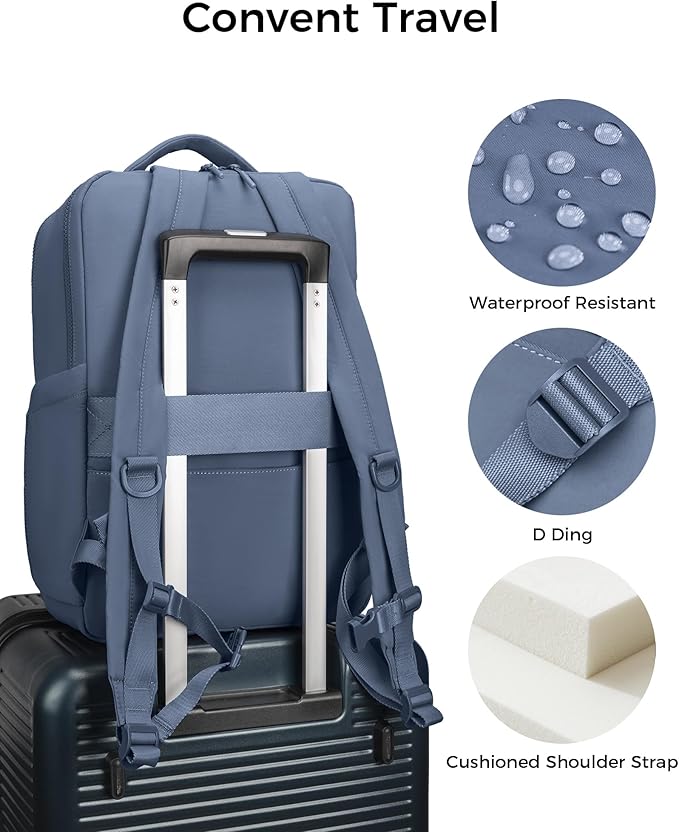 FODOKO Backpack for Work, Casual Backpack for Women Men Daypack Backpack for Travel College Bookbag Separate Compartment for 15.6 Inch Notebook Asy Blue