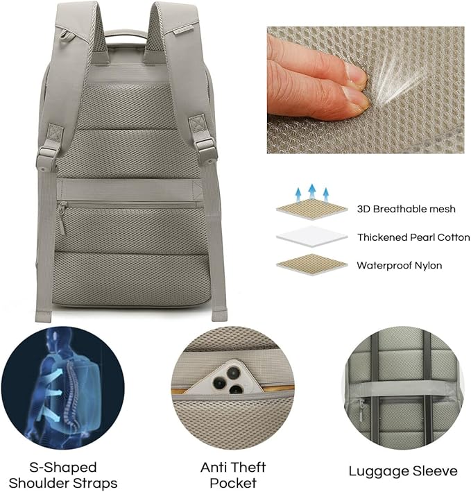 BANGE Travel Backpack With 15.6 Inch Laptop Compartment, FAA Flight Approved Weekender Bag Carry on Backpack, Waterproof Business Work Daypack for Men and Women