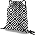 Drawstring Backpack Draw String Bag Waterproof for Sports Gym Beach Travel Cute Aesthetic Sackpack Men Women (13"×17")-Black Rhombus