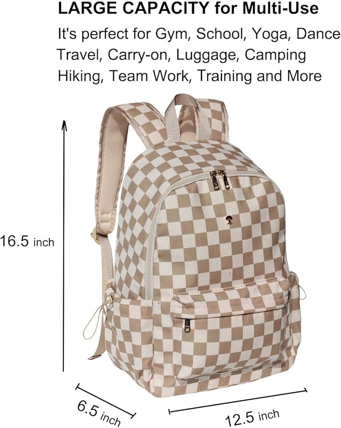 ESVAN Corduroy Backpack Lightweight Fashion 17 inch Laptop Bag for Women Casual College (Corduroy grid)