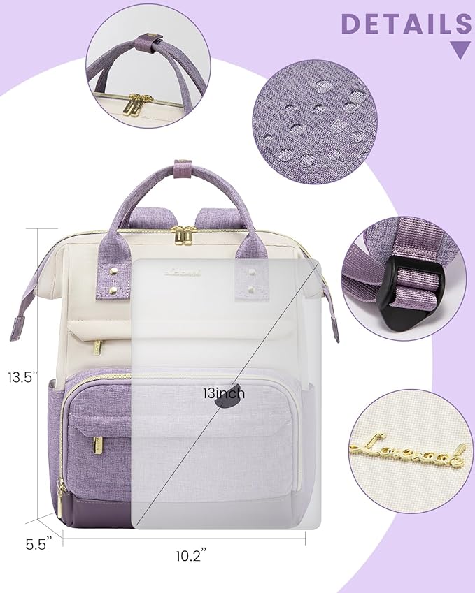 LOVEVOOK Mini Backpack for Women, Cute Small Backpacks Purse, Fashion Bag for Work Travel Gift, Lightweight Daypack, White-Purple