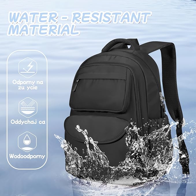 Cute Black Backpack For School Teens Girls Boys, Aesthetic Kids Elementary School Backpacks, Waterproof Middle Students Bookbag, Large Capacity Backpack For College Women Men