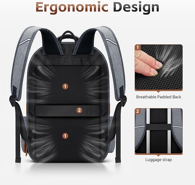 RealCool Laptop Backpack, 31L Travel Backpacks Gift for Women Men, Fits up to 15.6-17 Inch,Water Resistant College Bookbag, for School Business Trip (Gray)