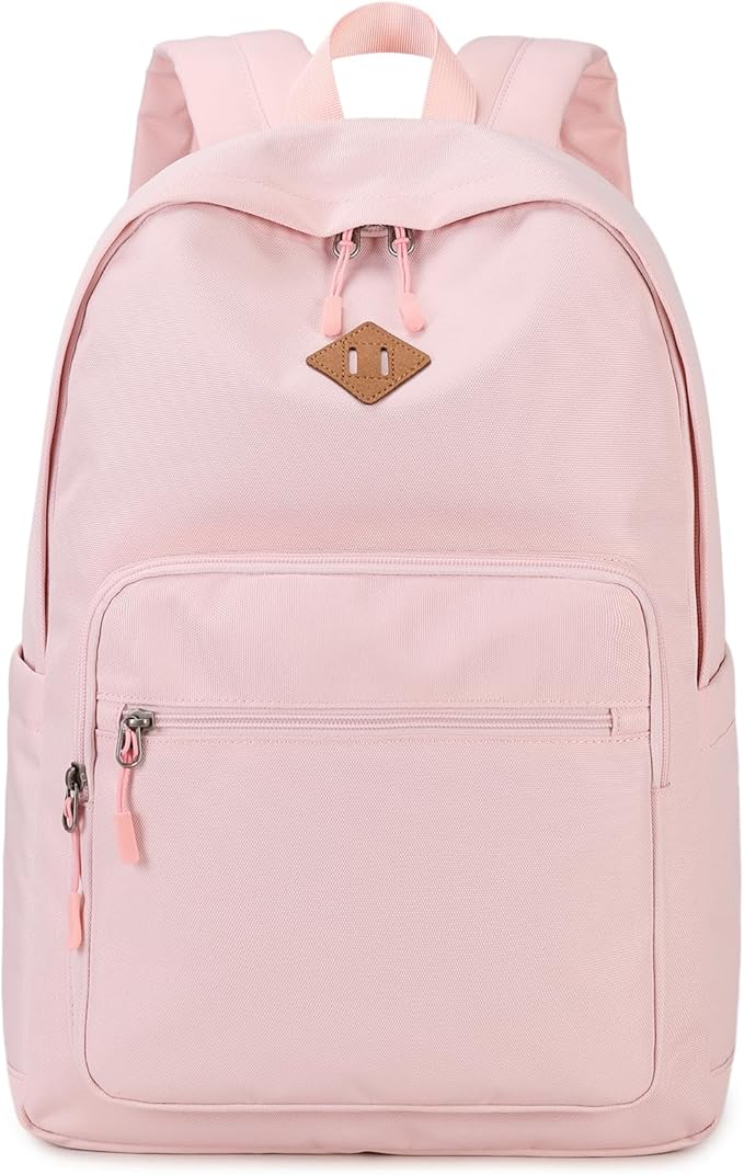 Lohol Classic Backpack for School Travel College, Durable Water Resistant Bookbag (Pink)