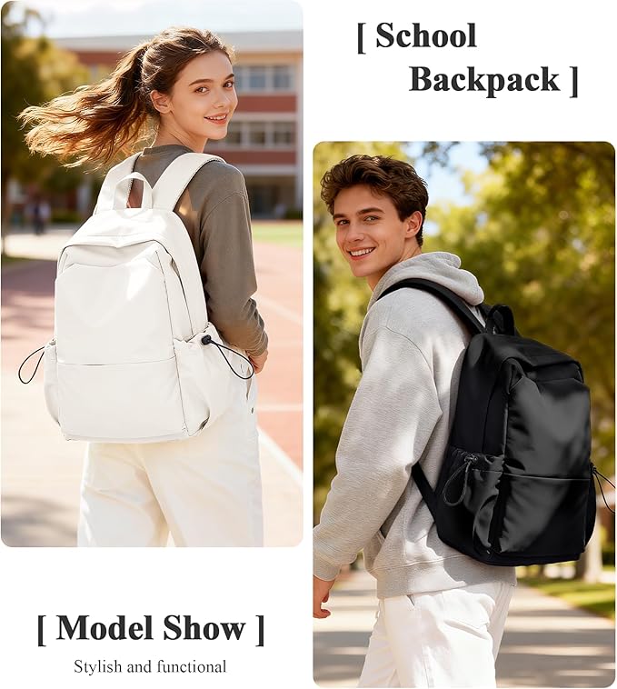 Black Backpack For Women Men School Backpacks Aesthetic Lightweight College Backpack for Boys Girls Book Bag Casual Daypack Laptop Gym Backpacks