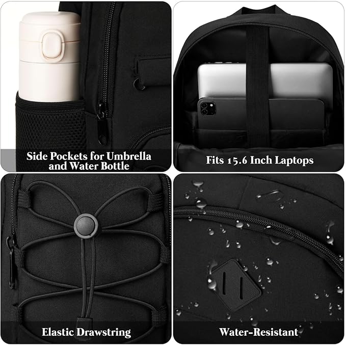 YAMTION 3 Pack School Backpack Set for Women,Bookbag for Teen Girls Backpack College Laptop School Bags,Mochilas Mujer Morrales Escuela,Black