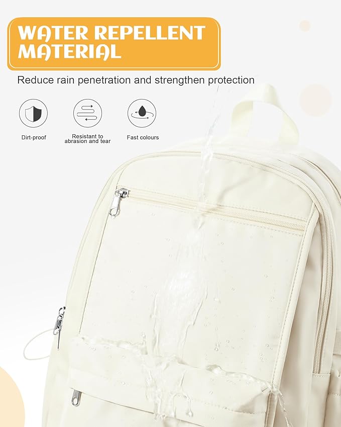School Backpack for Teen Girls Lightweight College Backpack Women Travel Backpacks Waterproof High School Bookbag for Men Classic Casual Daypacks(Beige)