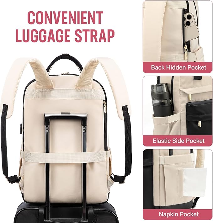 LOVEVOOK Laptop Backpack for Women Men, 17.3 Inch Laptop Bag with USB Port Fashion Waterproof Backpacks Teacher Nurse Stylish Travel Bags Vintage Daypacks Bookbag for College School Work