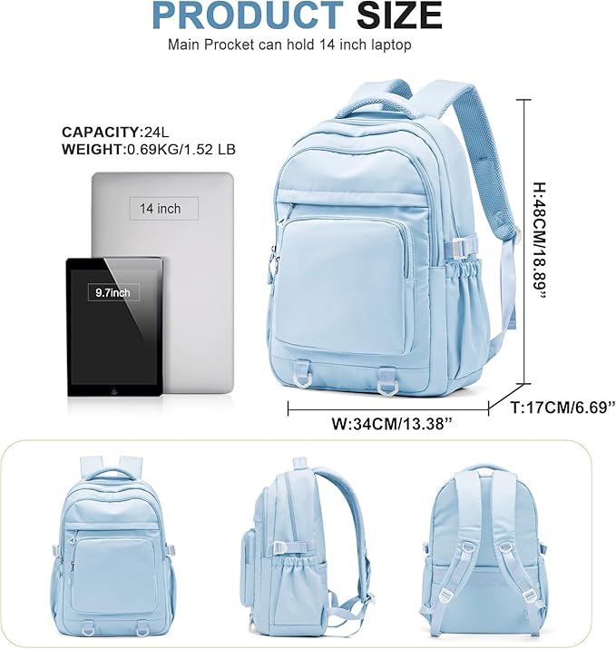 Cute Backpack for College Students Waterproof School Bag High School Backpacks for Teens Girls Boys Laptop Bookbag Casual Daypacks Backpacks for Women Men（Blue）