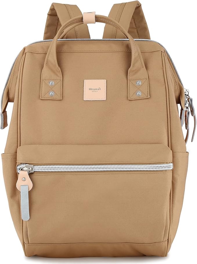 himawari Laptop Backpack for Women&Men Travel With USB Charging Port Large Business Bag Water Resistant College Computer Doctor (1881-Camel, Regular)