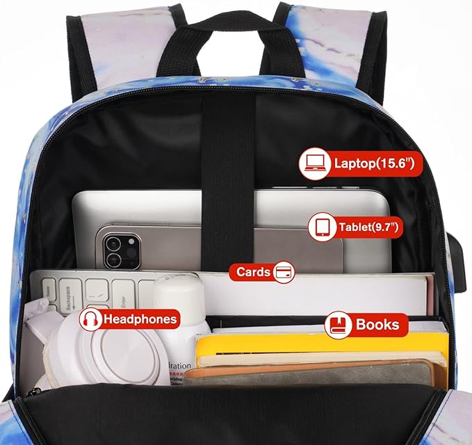 YAMTION School Backpack,Classic Cute Bookbag Men and Teen Boy Schoolbag with USB Charging Port for High School College Office Work Travel