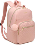 Girls Backpack, Cute Laptop Backpack with Charging Hole for Middle High College School, Water Resistant Daypack for Women Work Travel, Pink