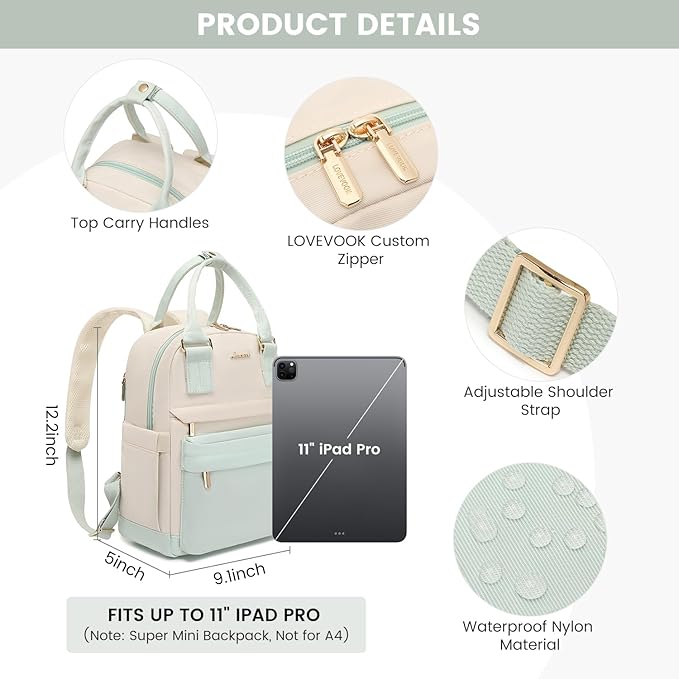 LOVEVOOK Mini Backpack for Women Stylish Waterproof Backpack Purse with USB Port, Cute Daypack for College Travel Party