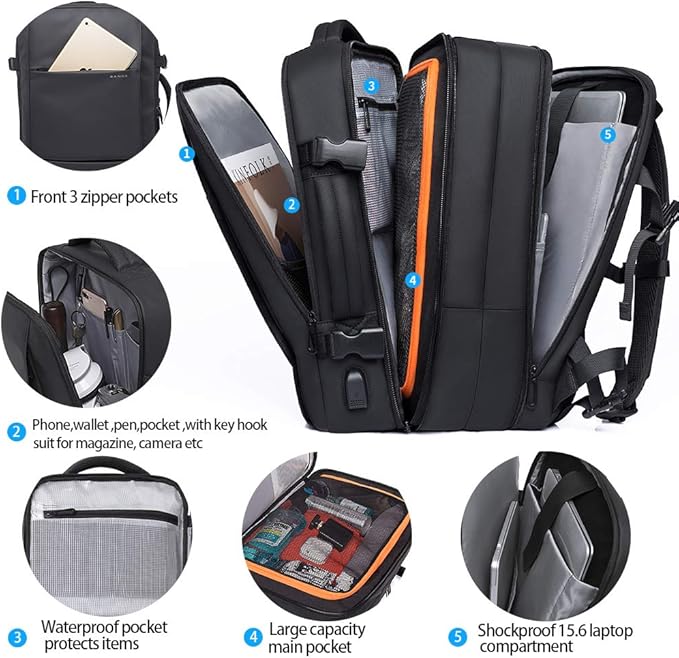 35L Travel Backpack,Flight Approved Carry On Backpack for International Travel Bag, Water Resistant Durable 17-inch Laptop Backpacks,Large Daypack Business Weekender Luggage Backpack for Men Women