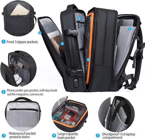 35L Travel Backpack,Flight Approved Carry On Backpack for International Travel Bag, Water Resistant Durable 17-inch Laptop Backpacks,Large Daypack Business Weekender Luggage Backpack for Men Women