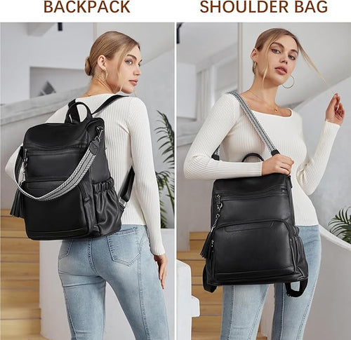 BOSTANTEN PU Leather Laptop Backpack for Women Designer Travel Backpack with Laptop Compartment Ladies Computer Shoulder Bags