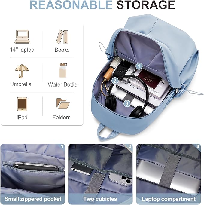 Basic Backpack For High School Women Men,Lightweight Casual Daypack College Backpack,Simple Bookbag For Teens Boys Girls,Waterproof School Bag(Blue)