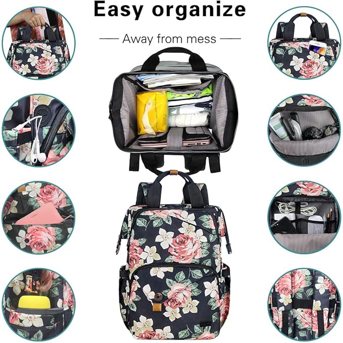 Hap Tim Carry on Backpack for Travel, Womens Laptop Backpack, Travel Backpack for Women, Work bag, Nurse Backpack, Nurses Week Gifts for Women（7651-BF）