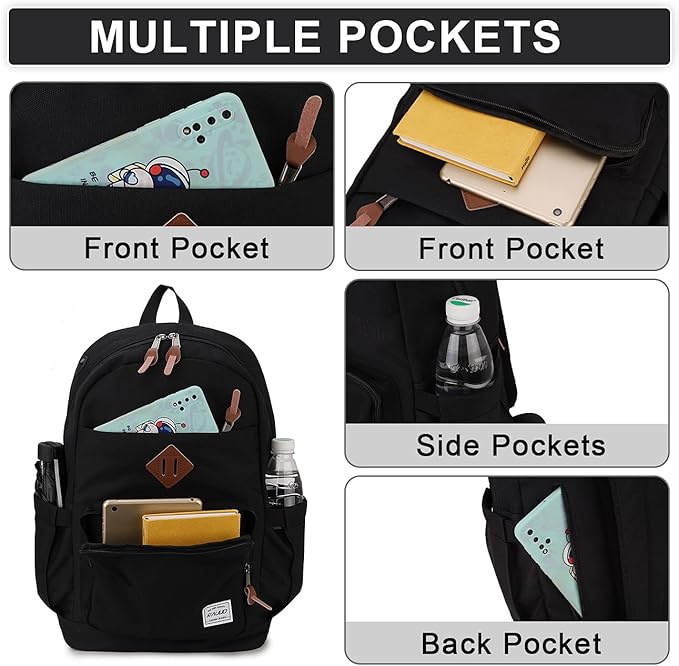 RAVUO School Backpack for Men Women, Water Resistant 15.6 inch Laptop Bag College Bookbag Casual Daypack Travel Rucksack