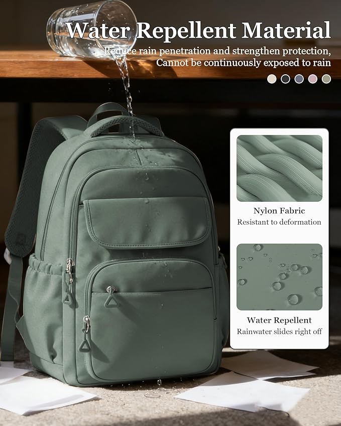 School Backpack for Women Men Cute Backpack for College Students Lightweight High School bag for Teens Girls Boys Waterproof Casual Daypacks Bookbag(Green)