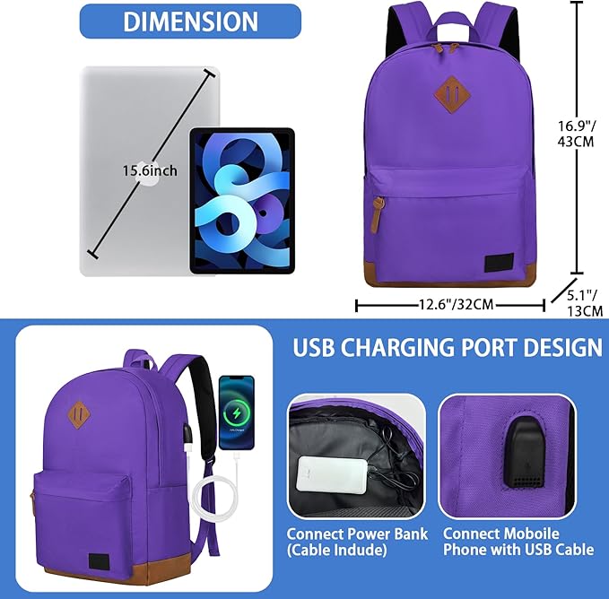Goloni Backpack for Men Women, Anti-Theft Travel Laptop Backpack, Water Resistant 17.3 Inch USB Charging Backpack, Large Capacity Work Commute Bag