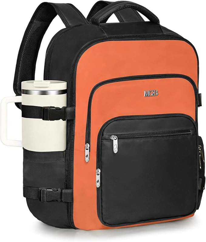 Travel Backpack for Women & Men, Large Carry On Personal Item Bag Airline Approved, Waterproof Traveling Overnight Bags, Gifts Laptop Backpack for Travelers College-Students Commuters (Black/Brown)