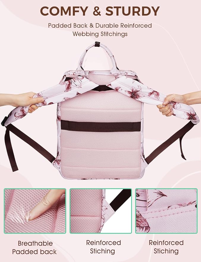 Laptop Backpack for Women, 15.6inch Wide Open Work Business Laptop Backpack with USB Charging Hole, Backpack Purse Computer Casual Backpacks Gift for Teacher Doctor Nurse College