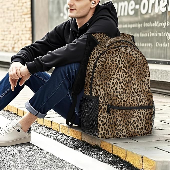 Pardick Leopard Cheetah Tiger Backpack for Kids Girls Boys Lightweight School College Students 18in Bookbag Large Capacity Computer Backpacks Laptop Rucksack Travel Gym Hiking Camping Daypack