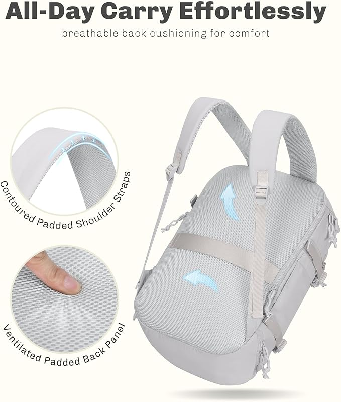 Hynes Eagle Travel Laptop Backpack 16 inches Lightweight Flight Approved Carry on Personal Item Bag Weekender Bag Daypack 20L Light Grey Blue