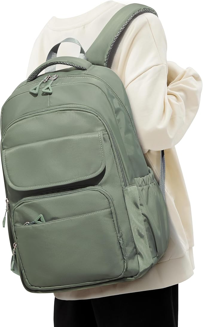 Student School Backpack for Teen Girls Middle High School Bookbag Casual Daypack, 15.6 Inch Laptop Backpack for College, Green