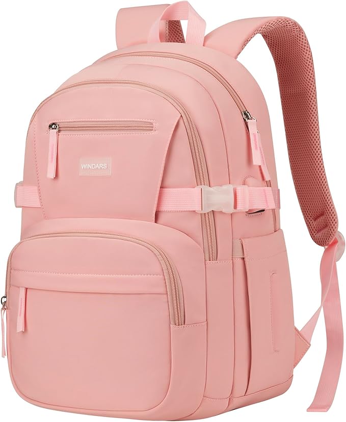 Backpack for School Girls, Cute High School Backpacks for Teens Women Student Large Bookbag 15.6 Inch Laptop Bag with USB Charger Port for College Work Travel Trip (Pink-2)