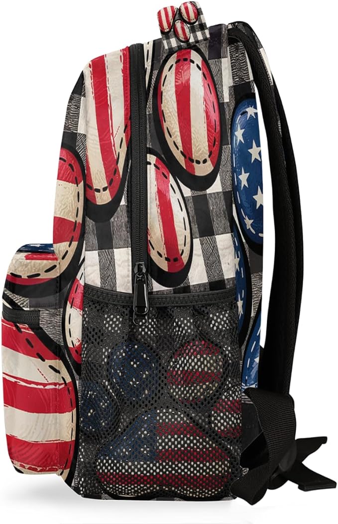 Pardick Paw USA Flag Backpack for Kids Girls Boys Lightweight School College Students 18in Bookbag Large Capacity Computer Backpacks Laptop Rucksack Travel Gym Hiking Camping Daypack