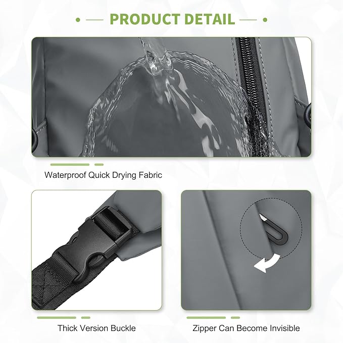 Small Sling Bag, Waterproof Nylon 7.9 Inch Crossbody Chest Bags Daypack Backpack with Anti-theft Pocket for Men Women (Grey)