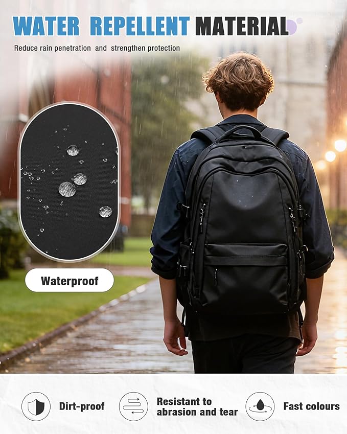 Laptop Travel Backpack for Women Men Bag College Airline Approved Carry On Luggage Backpack Lightweight Business Personal Item Bag Work Bookbags Large Capacity Waterproof Purse Casual Daypack Black